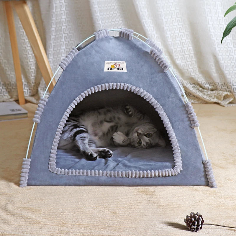 Foldable Pet Tent & Cat House – Breathable Four-Season Nest
