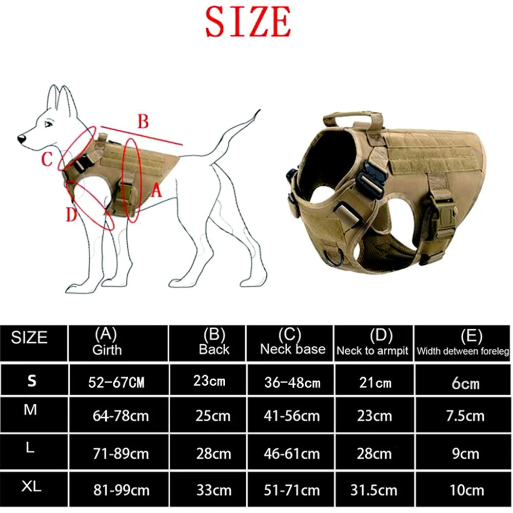 Tactical Military Dog Harness & Leash Set – Heavy-Duty Training Vest