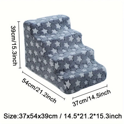 3/4-Step Foam Dog Stairs – Non-Slip Ramp for Beds & Sofas