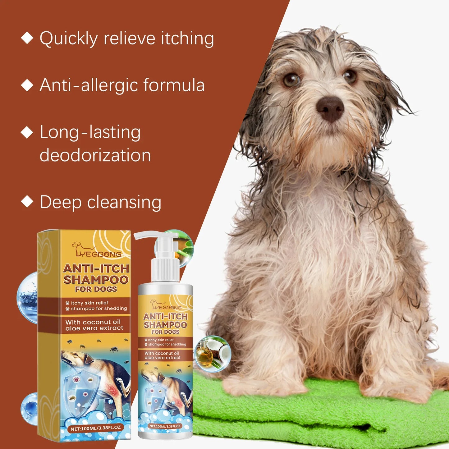 PH-Balanced Pet Shampoo & Conditioner – Moisturizing, Anti-Itch, Flea & Dirt Removal