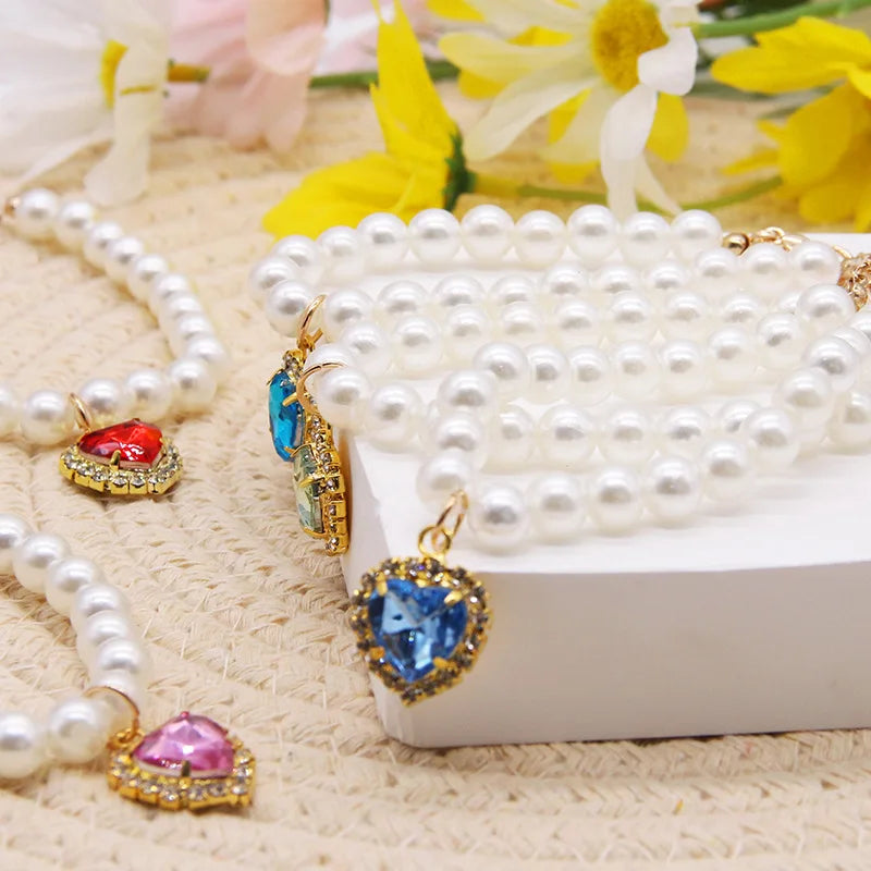 Cat Pearl Necklace – Adjustable Summer Collar for Kittens & Cats