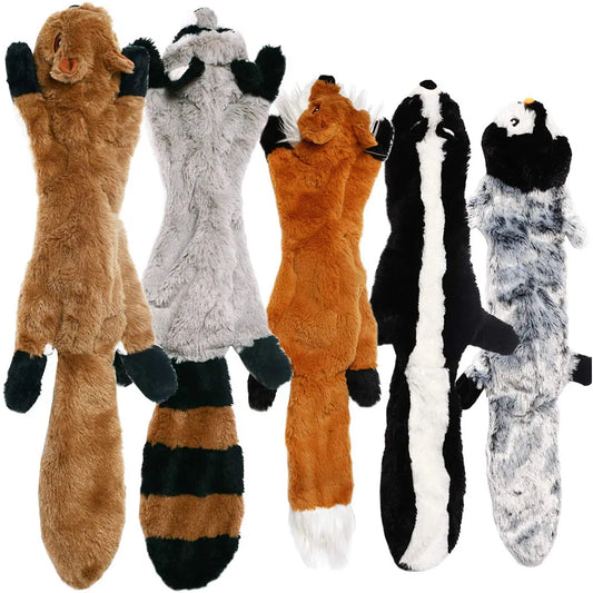 No-Stuffing Animal Dog Toy – Squeaky Plush with Crinkle Sound