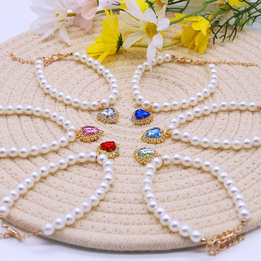 Cat Pearl Necklace – Adjustable Summer Collar for Kittens & Cats