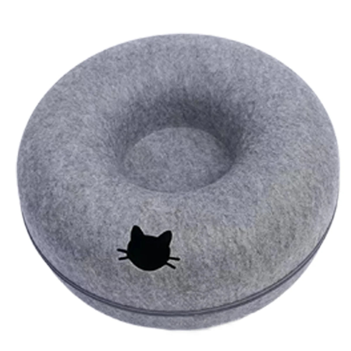 2-in-1 Felt Donut Cat Bed with Tunnel – Hideout & Nest