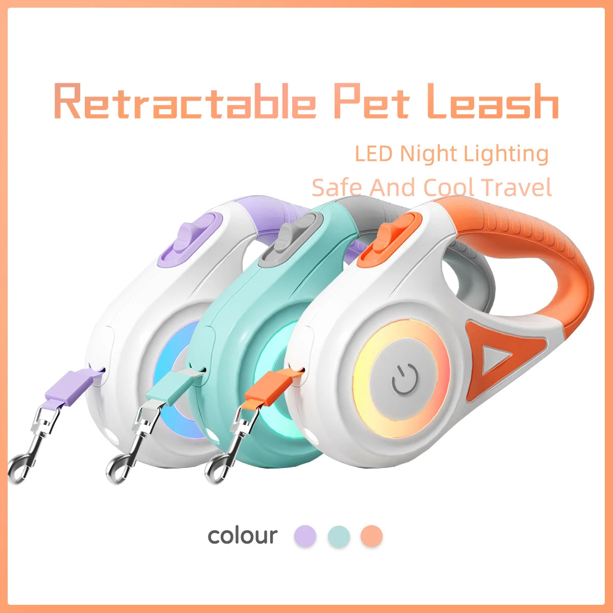 LED Retractable Dog Leash – Lighted Safety Leash, 3m/5m