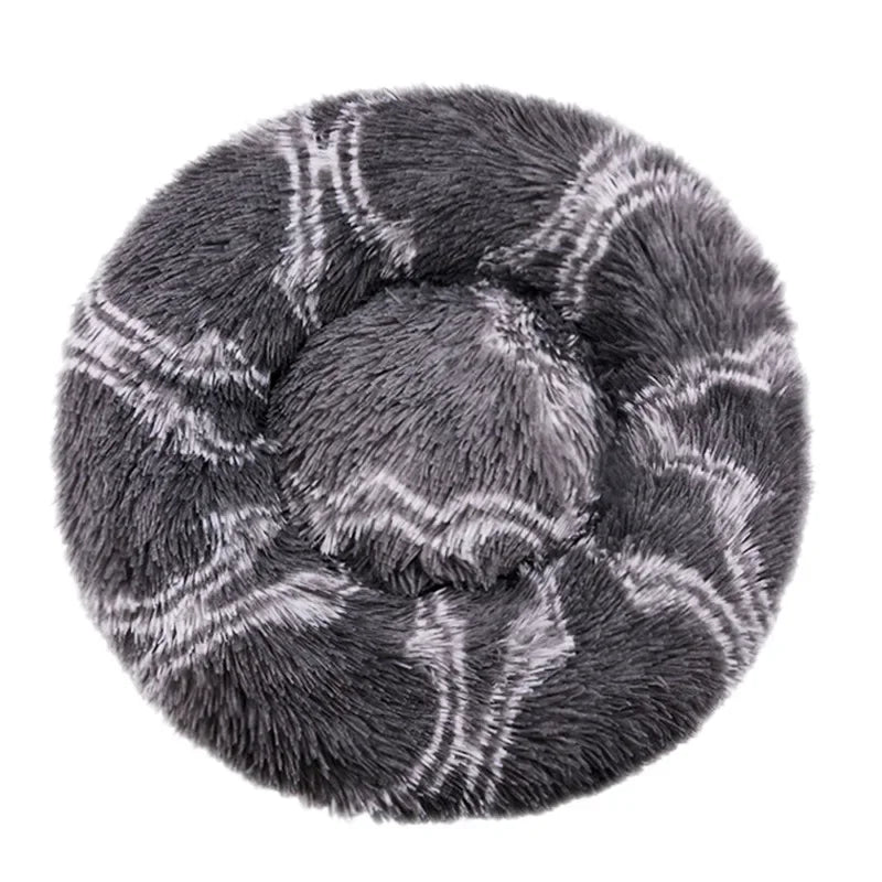 Round Plush Pet Bed – Soft Donut Bed for Cats & Dogs (40–90cm)