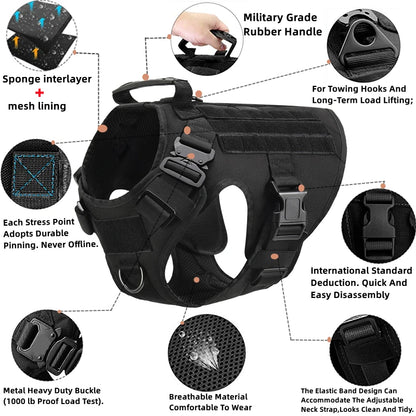 Tactical Military Dog Harness & Leash Set – Heavy-Duty Training Vest