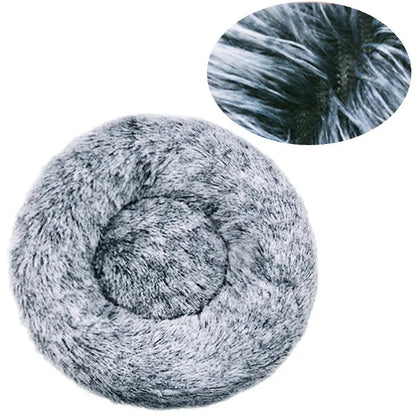 Round Plush Pet Bed – Soft Donut Bed for Cats & Dogs (40–90cm)