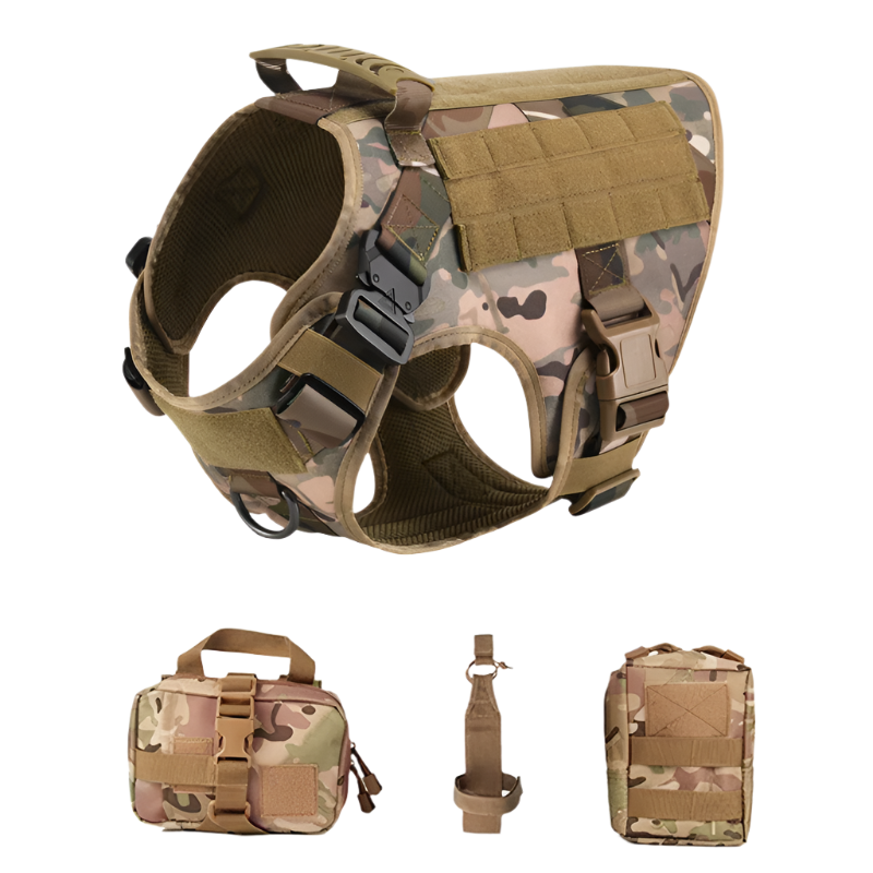 Tactical Military Dog Harness & Leash Set – Heavy-Duty Training Vest