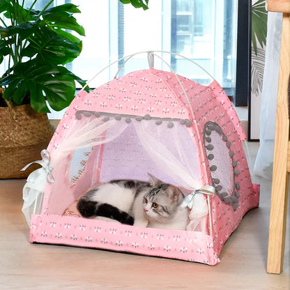 Semi-Enclosed Flower Pet Tent Bed – Cozy Nest for Cats & Small Dogs