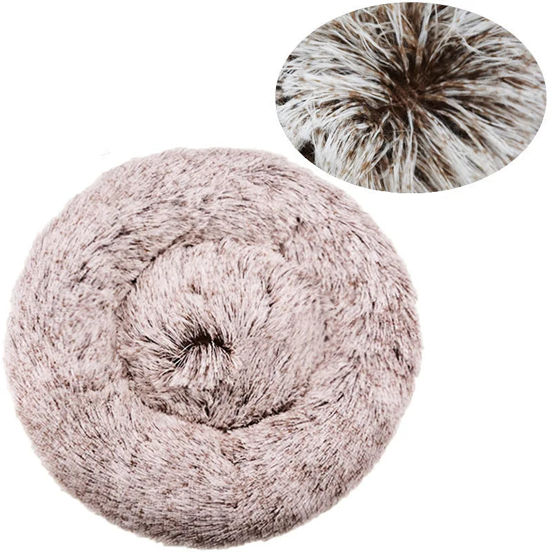 Round Plush Pet Bed – Soft Donut Bed for Cats & Dogs (40–90cm)