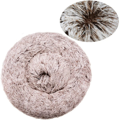 Round Plush Pet Bed – Soft Donut Bed for Cats & Dogs (40–90cm)