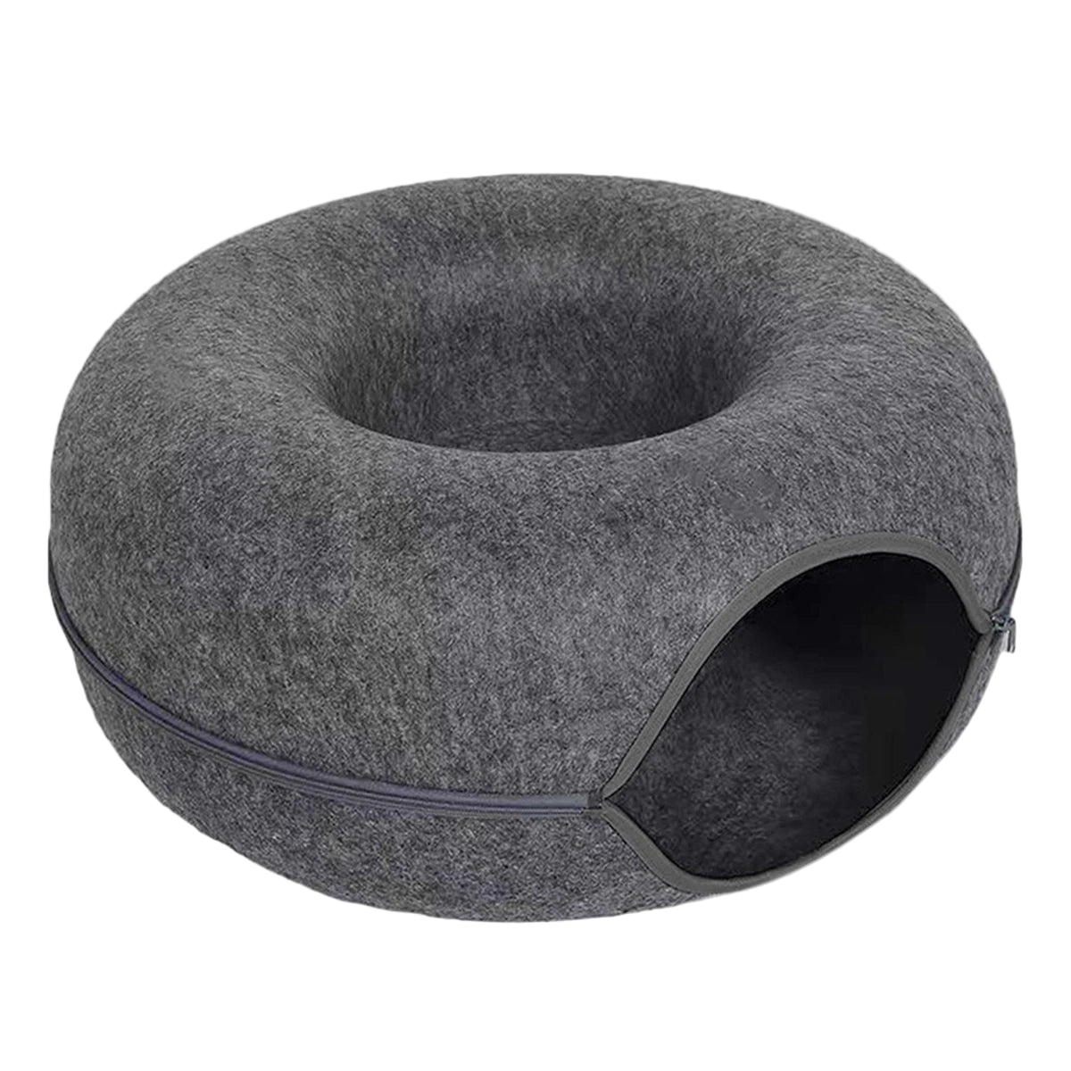 2-in-1 Felt Donut Cat Bed with Tunnel – Hideout & Nest