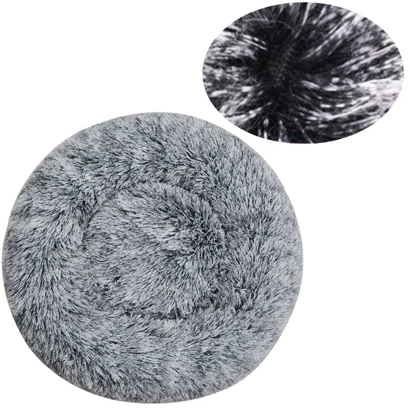 Round Plush Pet Bed – Soft Donut Bed for Cats & Dogs (40–90cm)