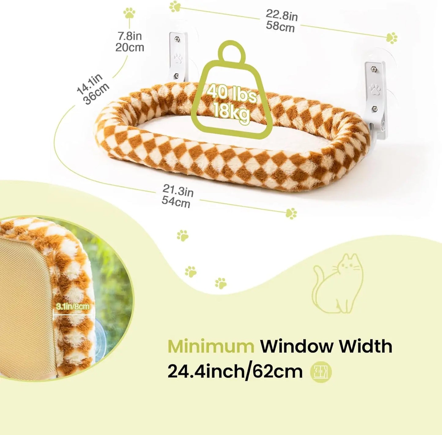Foldable Cat Window Perch – Strong Suction Hammock with Cushion