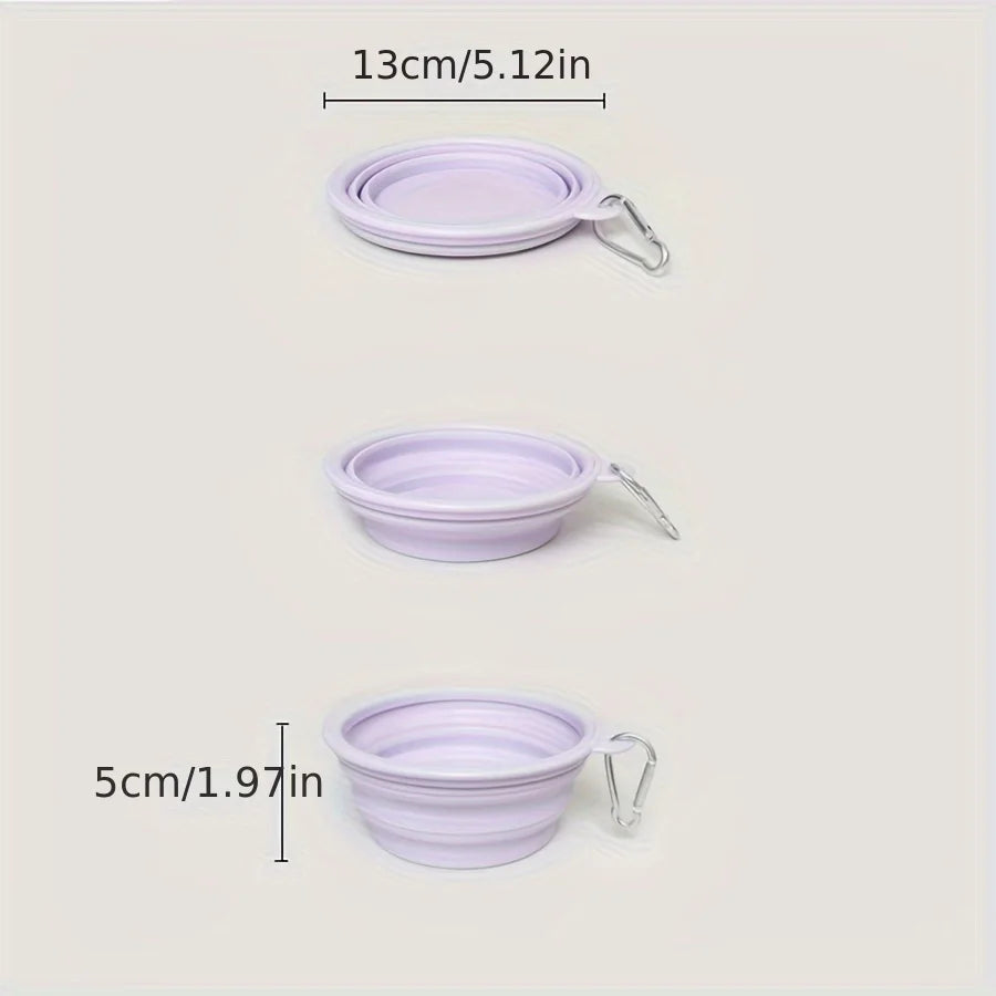 Compact Travel Pet Bowl – Hanging Silicone Dish for Dogs & Cats