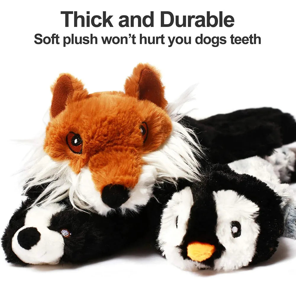 No-Stuffing Animal Dog Toy – Squeaky Plush with Crinkle Sound