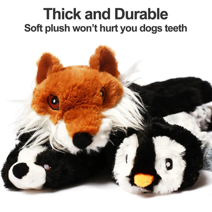 No-Stuffing Animal Dog Toy – Squeaky Plush with Crinkle Sound