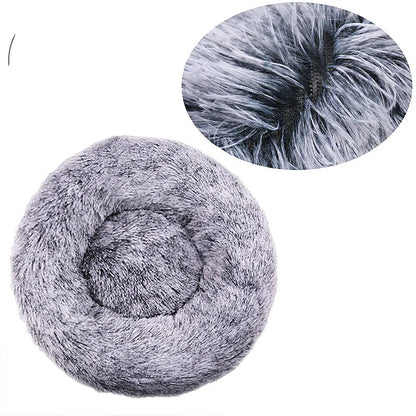 Round Plush Pet Bed – Soft Donut Bed for Cats & Dogs (40–90cm)