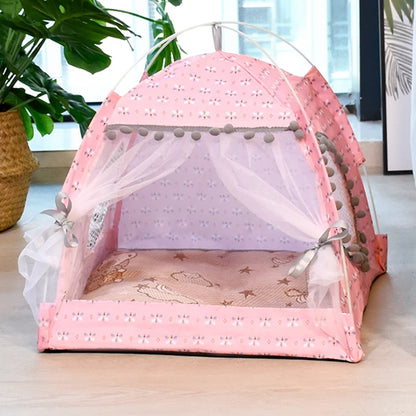 Semi-Enclosed Flower Pet Tent Bed – Cozy Nest for Cats & Small Dogs