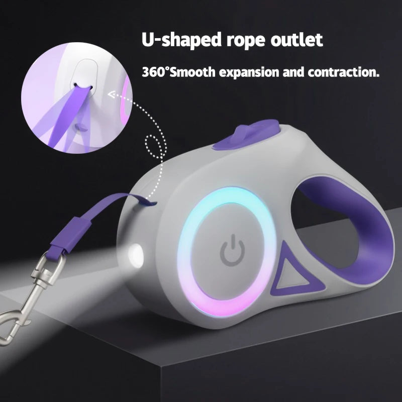 LED Retractable Dog Leash – Lighted Safety Leash, 3m/5m