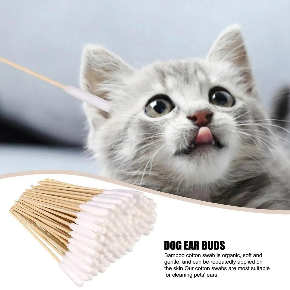 Pet Ear Cleaner Cotton Buds – 100pcs for Cats & Dogs
