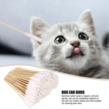 Pet Ear Cleaner Cotton Buds – 100pcs for Cats & Dogs