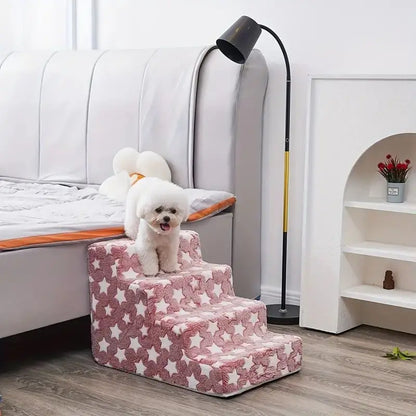 3/4-Step Foam Dog Stairs – Non-Slip Ramp for Beds & Sofas