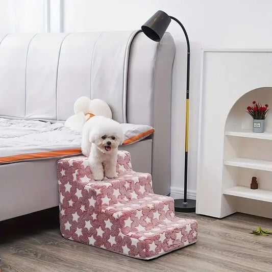 3/4-Step Foam Dog Stairs – Non-Slip Ramp for Beds & Sofas