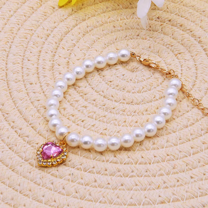 Cat Pearl Necklace – Adjustable Summer Collar for Kittens & Cats