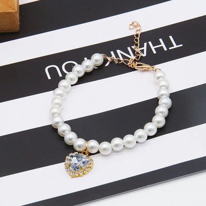 Cat Pearl Necklace – Adjustable Summer Collar for Kittens & Cats