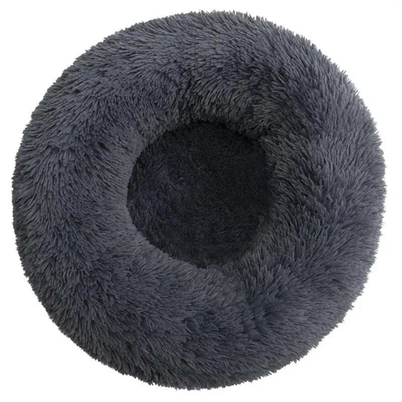 Round Plush Pet Bed – Soft Donut Bed for Cats & Dogs (40–90cm)