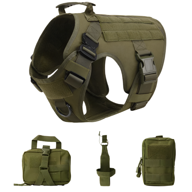 Tactical Military Dog Harness & Leash Set – Heavy-Duty Training Vest