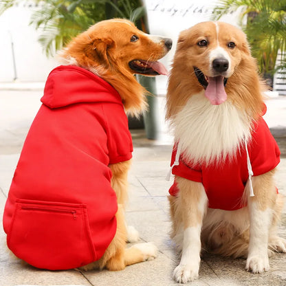 Fleece Pet Hoodie for Large Dogs – With Hat & Zip Pocket