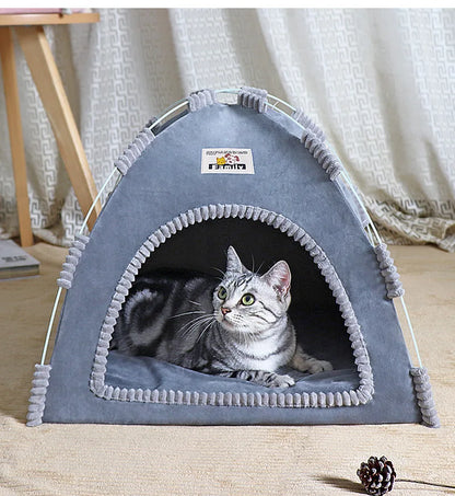 Foldable Pet Tent & Cat House – Breathable Four-Season Nest