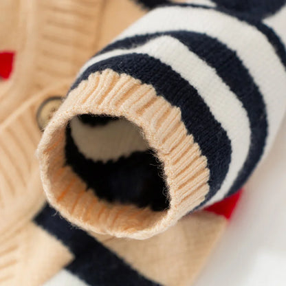 Luxury Striped Pet Cardigan – Cotton Sweater for Small Dogs & Cats