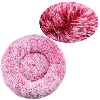 Round Plush Pet Bed – Soft Donut Bed for Cats & Dogs (40–90cm)