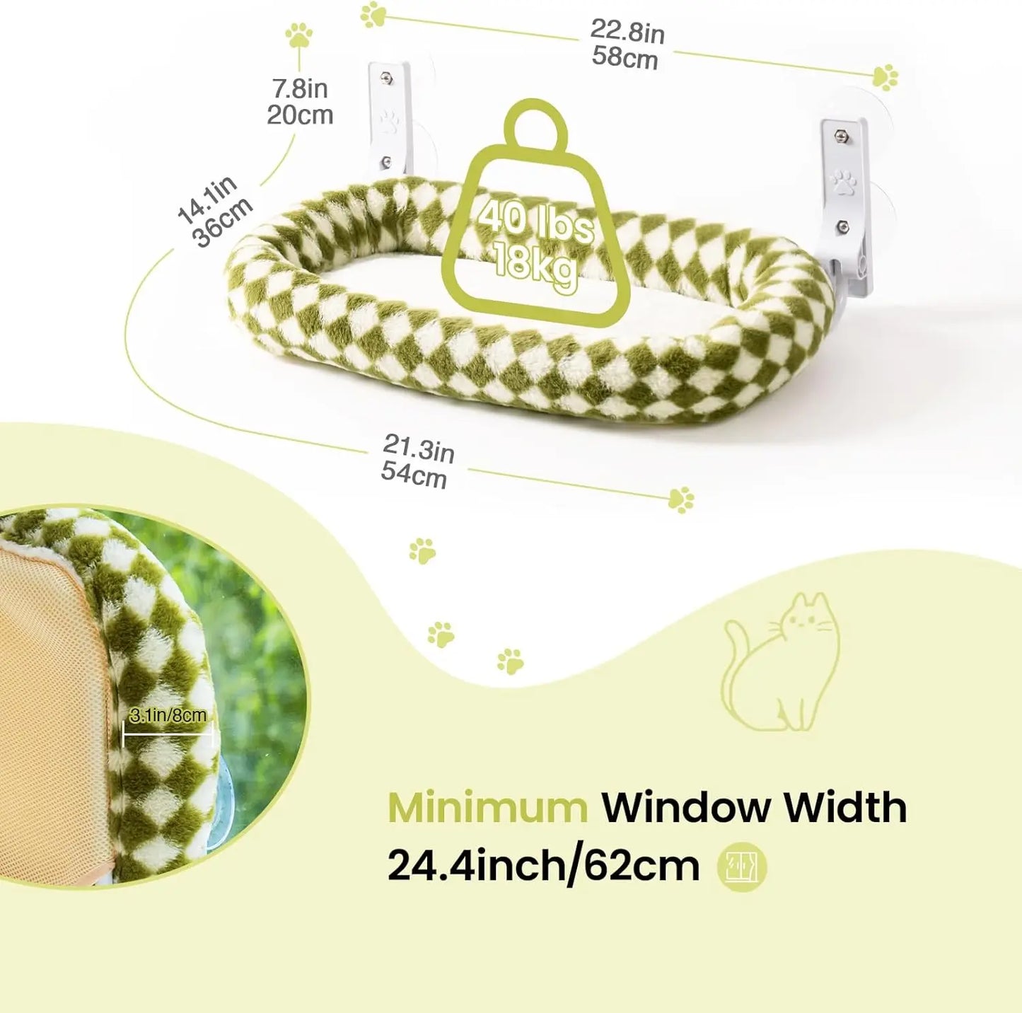 Foldable Cat Window Perch – Strong Suction Hammock with Cushion